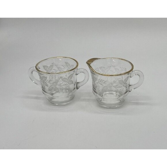 Vintage Bartlett Collins Frosted Grapes Cream & Sugar Set W/Gold Rim - Picture 6 of 6